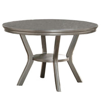 Rubber Wood Round Dining Table With Bottom Shelf Silver - PDX-F2150