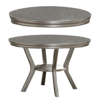 Rubber Wood Round Dining Table With Bottom Shelf Silver - PDX-F2150