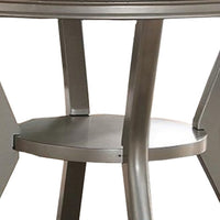 Rubber Wood Round Dining Table With Bottom Shelf Silver - PDX-F2150