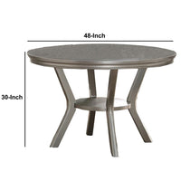 Rubber Wood Round Dining Table With Bottom Shelf Silver - PDX-F2150