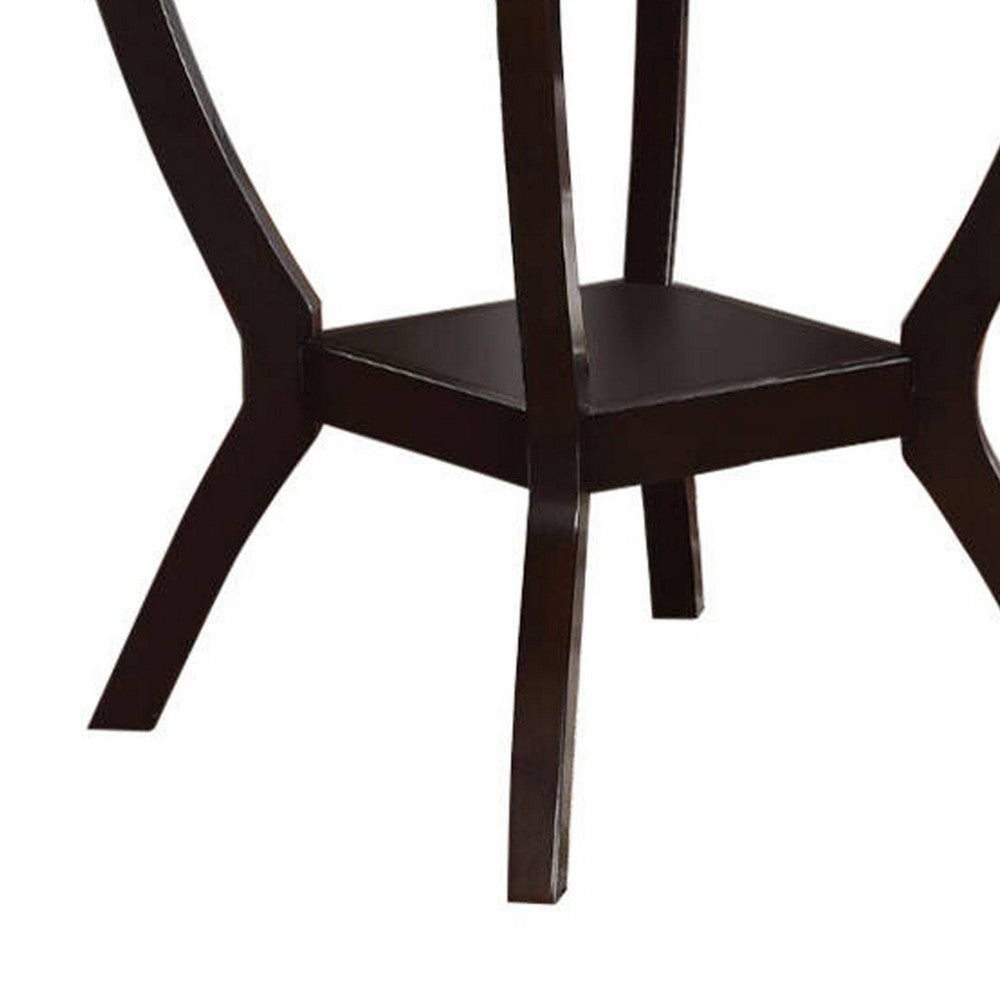 Square Shaped Wooden Counter Height Table With Bottom Shelf Brown - PDX-F2291