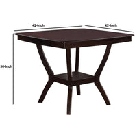 Square Shaped Wooden Counter Height Table With Bottom Shelf Brown - PDX-F2291