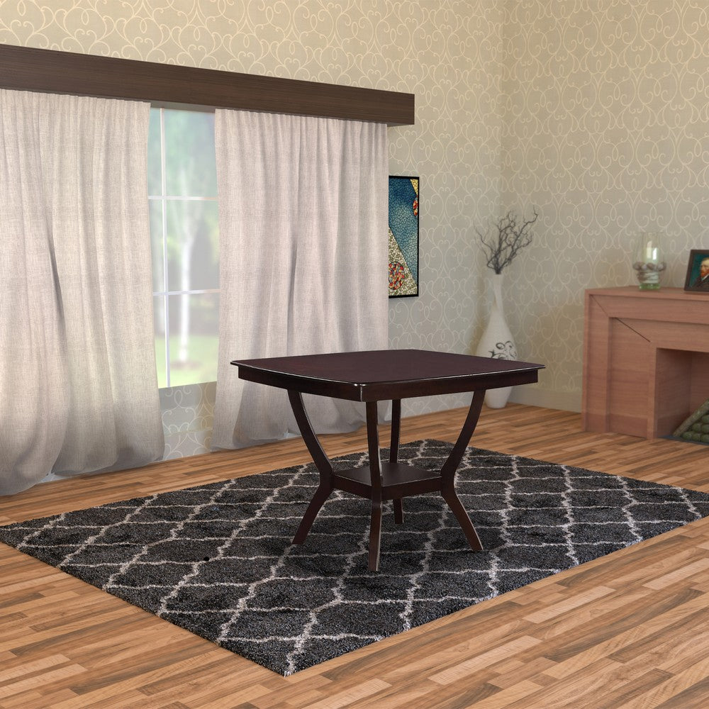 Square Shaped Wooden Counter Height Table With Bottom Shelf Brown - PDX-F2291