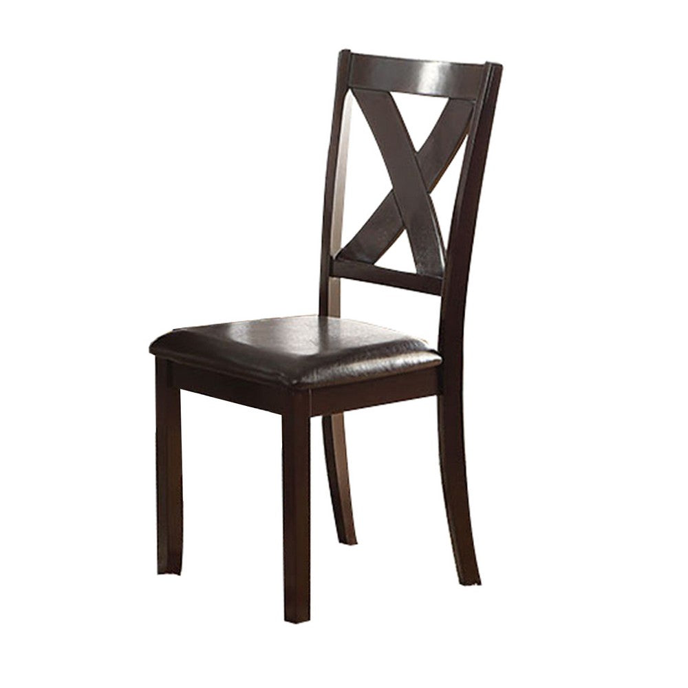 Rubber Wood 6 Pieces Dining Set In Espresso Brown - PDX-F2297