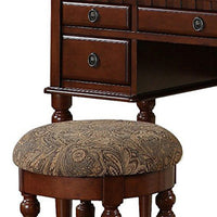 Commodious Vanity Set Featuring Stool And Mirror Cherry Brown - PDX-F4071