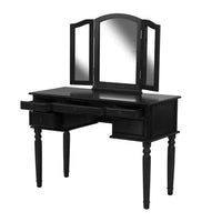 Commodious Vanity Set Featuring Stool And Mirror Black - PDX-F4072