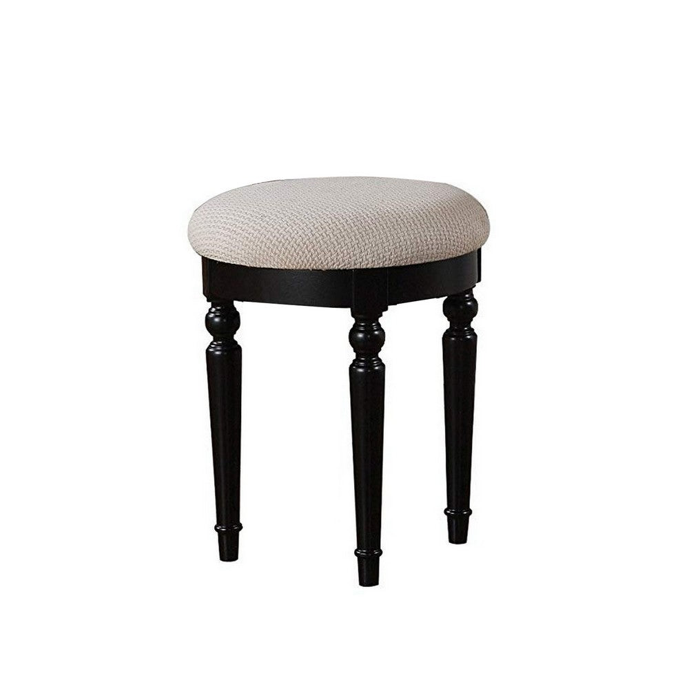 Commodious Vanity Set Featuring Stool And Mirror Black - PDX-F4072