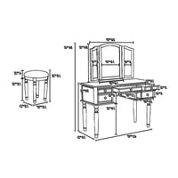 Commodious Vanity Set Featuring Stool And Mirror Black - PDX-F4072