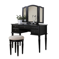 Commodious Vanity Set Featuring Stool And Mirror Black - PDX-F4072