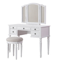 Wooden Vanity Set With Stool White - PDX-F4074