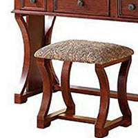 Modish Vanity Set Featuring Stool And Mirror Cherry Brown - PDX-F4118