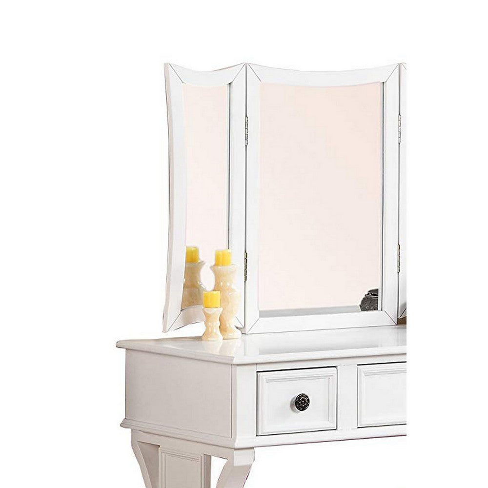 Modish Vanity Set Featuring Stool And Mirror White - PDX-F4119