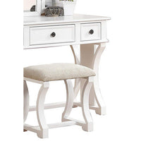 Modish Vanity Set Featuring Stool And Mirror White - PDX-F4119