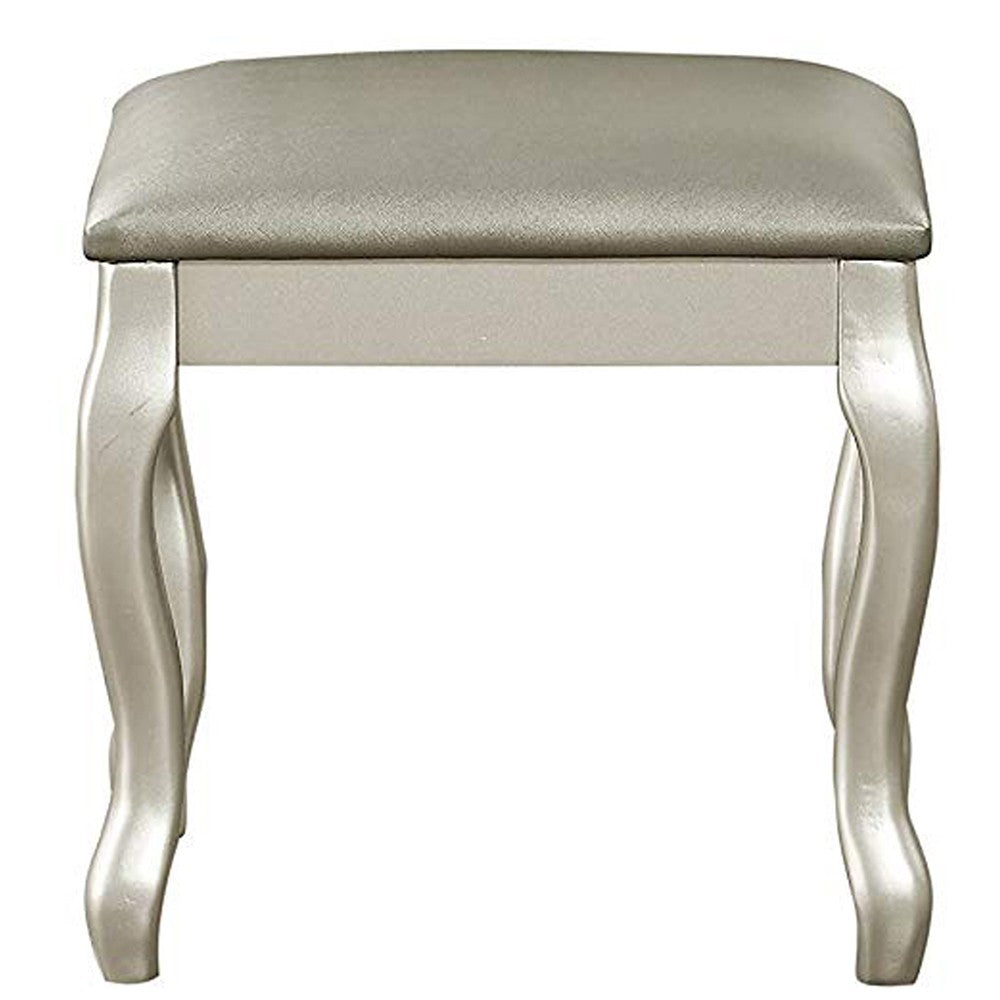 Cherub Vanity Set Featuring Stool And Mirror Silver - PDX-F4145