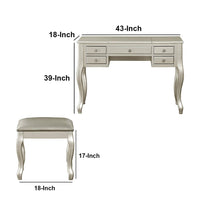 Cherub Vanity Set Featuring Stool And Mirror Silver - PDX-F4145