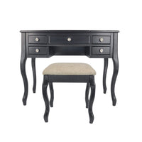 Cherub Vanity Set Featuring Stool And Mirror Black - PDX-F4146