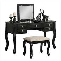 Cherub Vanity Set Featuring Stool And Mirror Black - PDX-F4146
