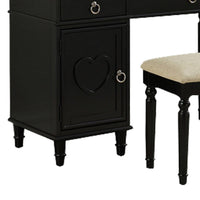 Seraph Vanity Set Featuring Stool And Mirror Black - PDX-F4177