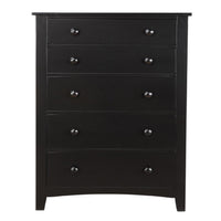 Pine Wood With Varied Size 5 Drawer Chest, Black - PDX-F4237
