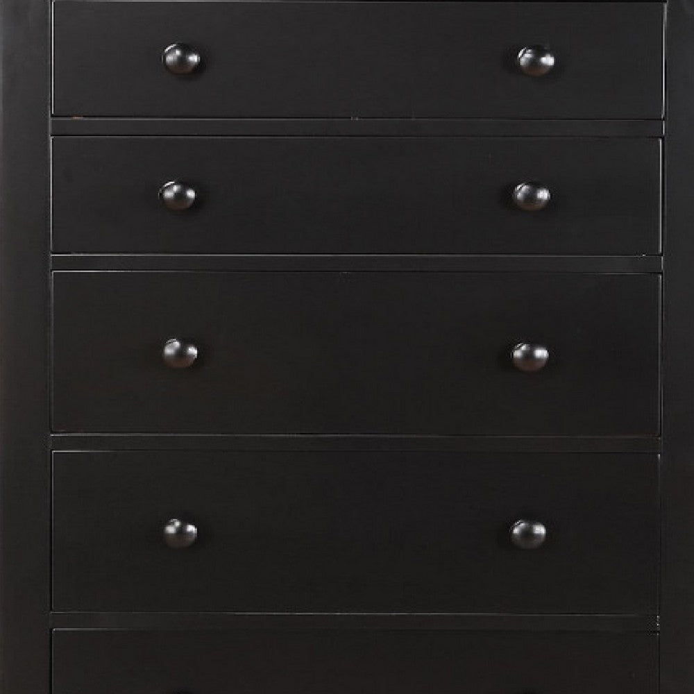 Pine Wood With Varied Size 5 Drawer Chest, Black - PDX-F4237