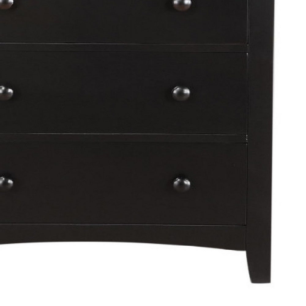 Pine Wood With Varied Size 5 Drawer Chest, Black - PDX-F4237