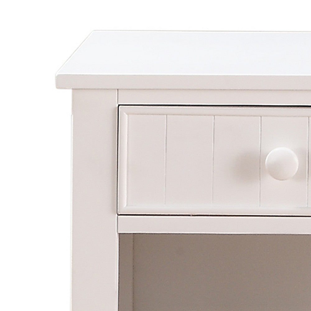 Wooden Night Stand With Bottom Open Shelf, White - PDX-F4238