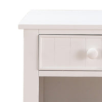 Wooden Night Stand With Bottom Open Shelf, White - PDX-F4238