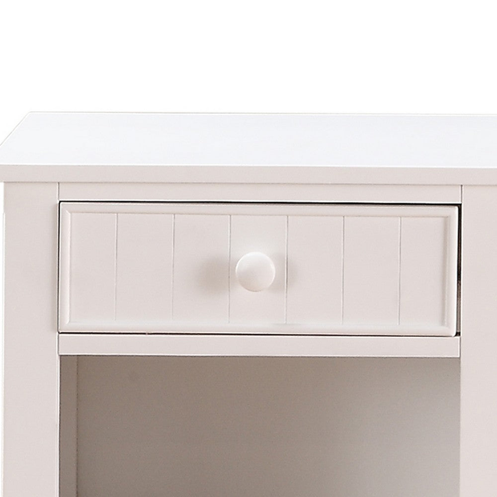 Wooden Night Stand With Bottom Open Shelf, White - PDX-F4238