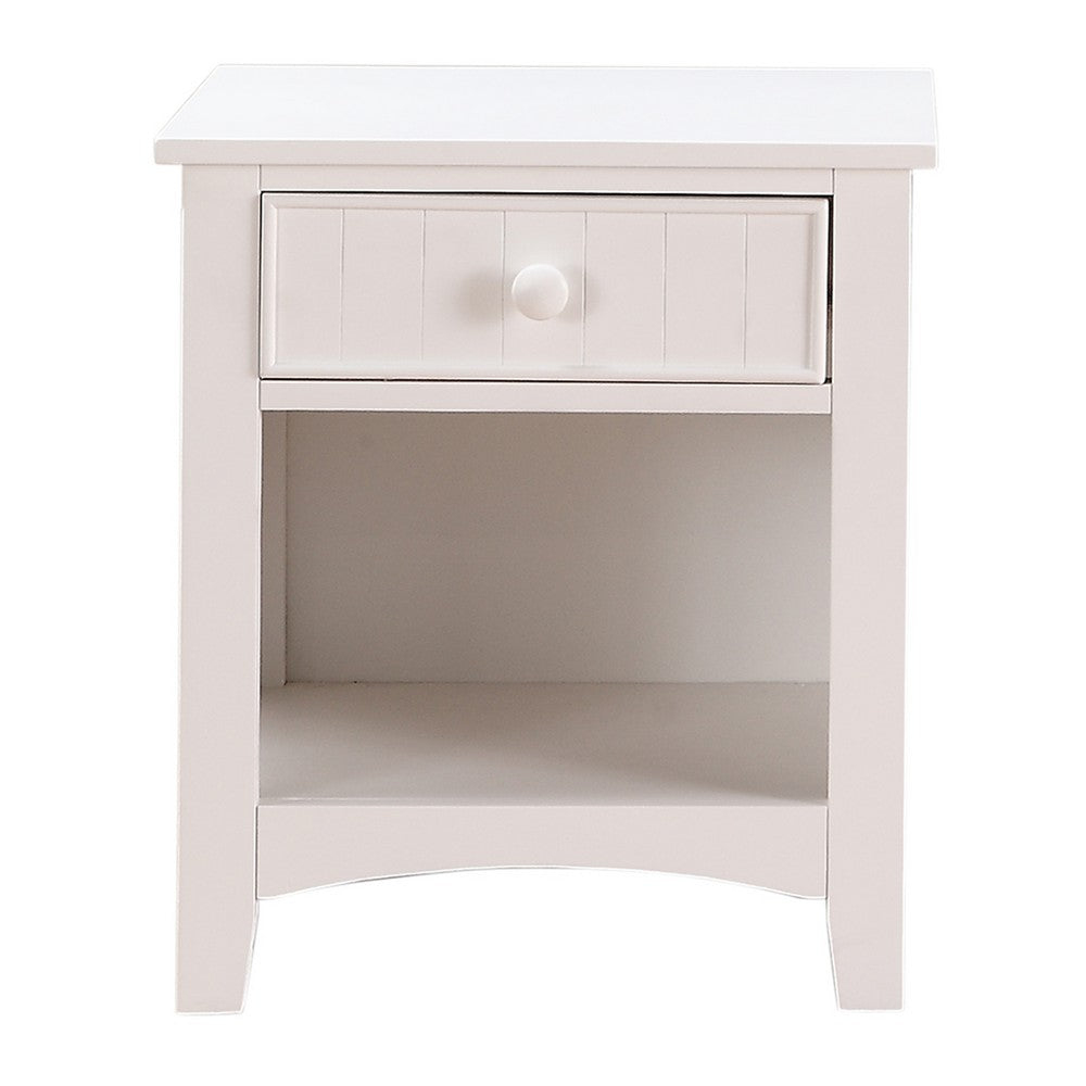 Wooden Night Stand With Bottom Open Shelf, White - PDX-F4238