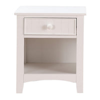 Wooden Night Stand With Bottom Open Shelf, White - PDX-F4238