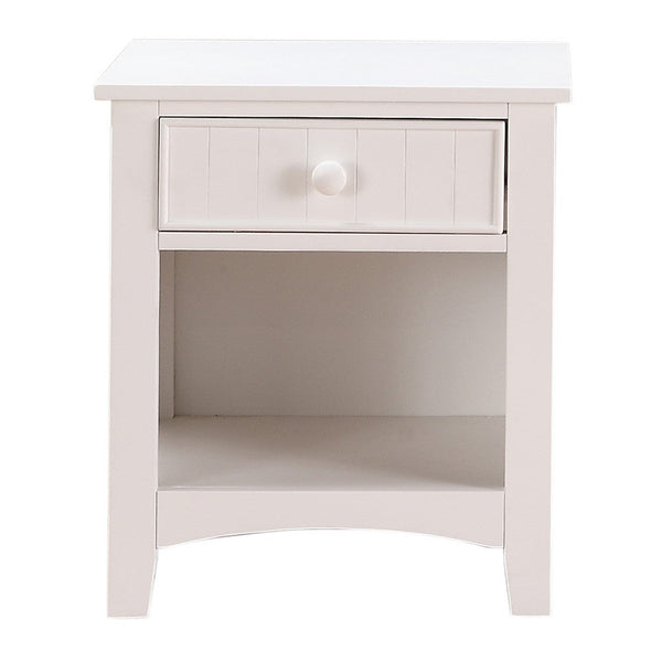 Wooden Night Stand With Bottom Open Shelf, White - PDX-F4238