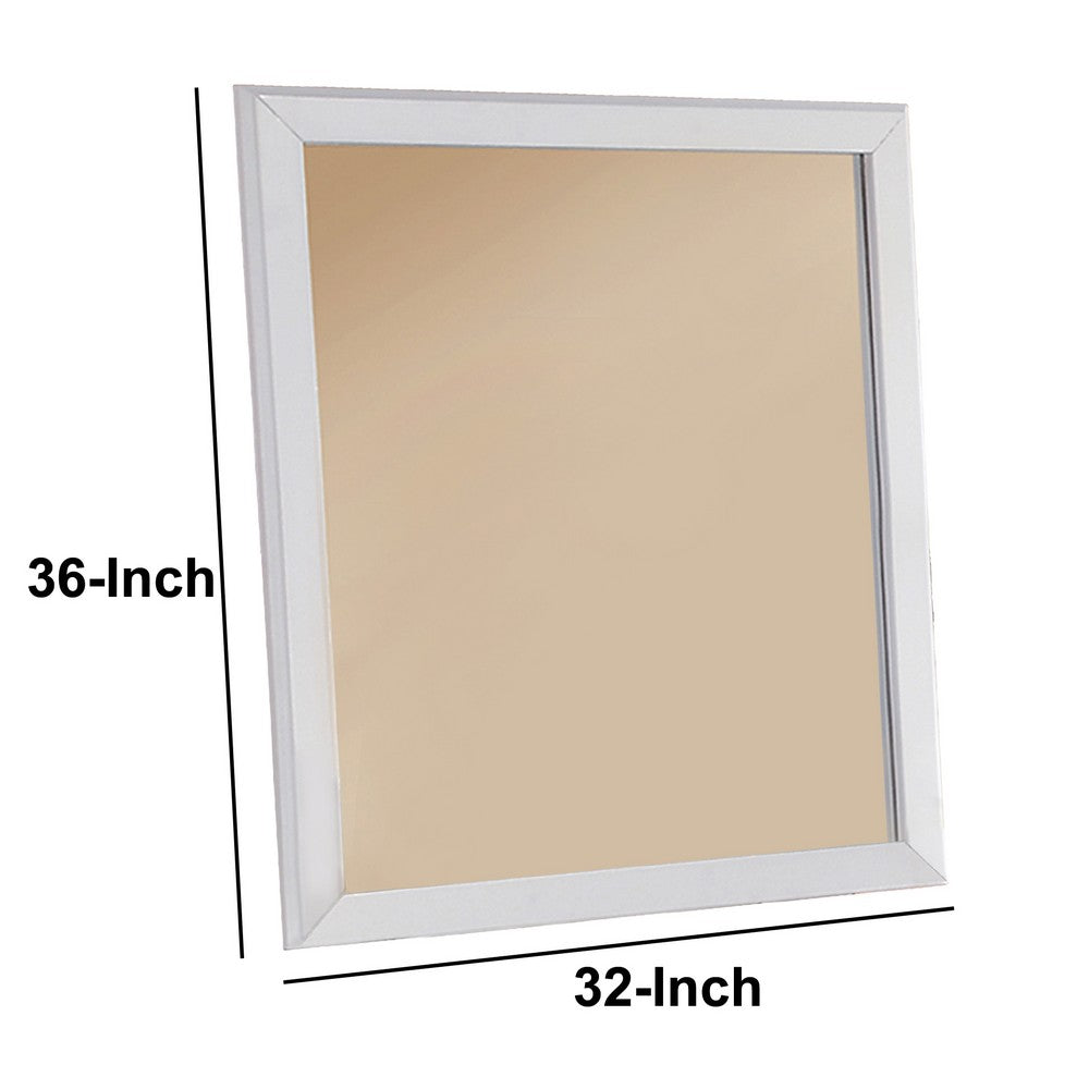 Mirror With Pine Wood Framing, White - PDX-F4255