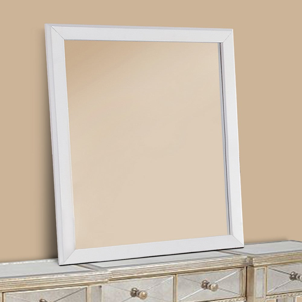 Mirror With Pine Wood Framing, White - PDX-F4255