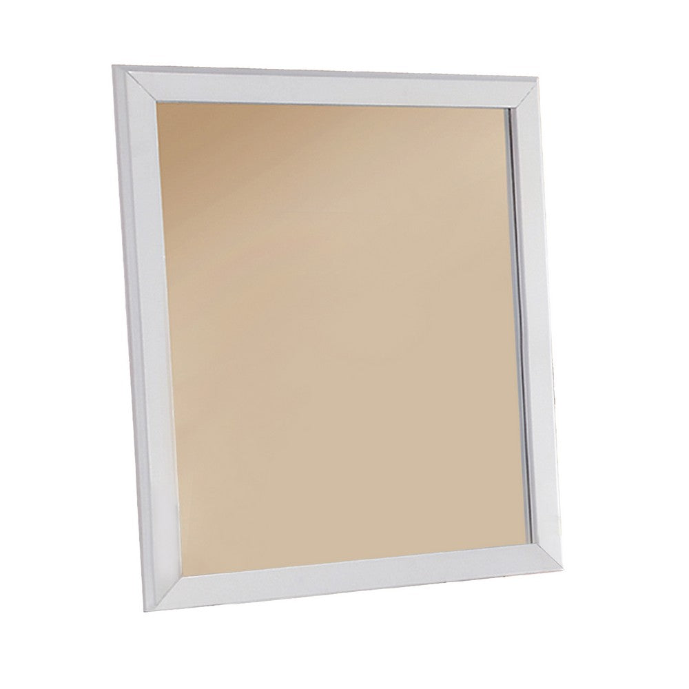 Mirror With Pine Wood Framing, White - PDX-F4255