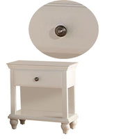 Poplar Wood Night Stand With Spacious Storage, White - PDX-F4349