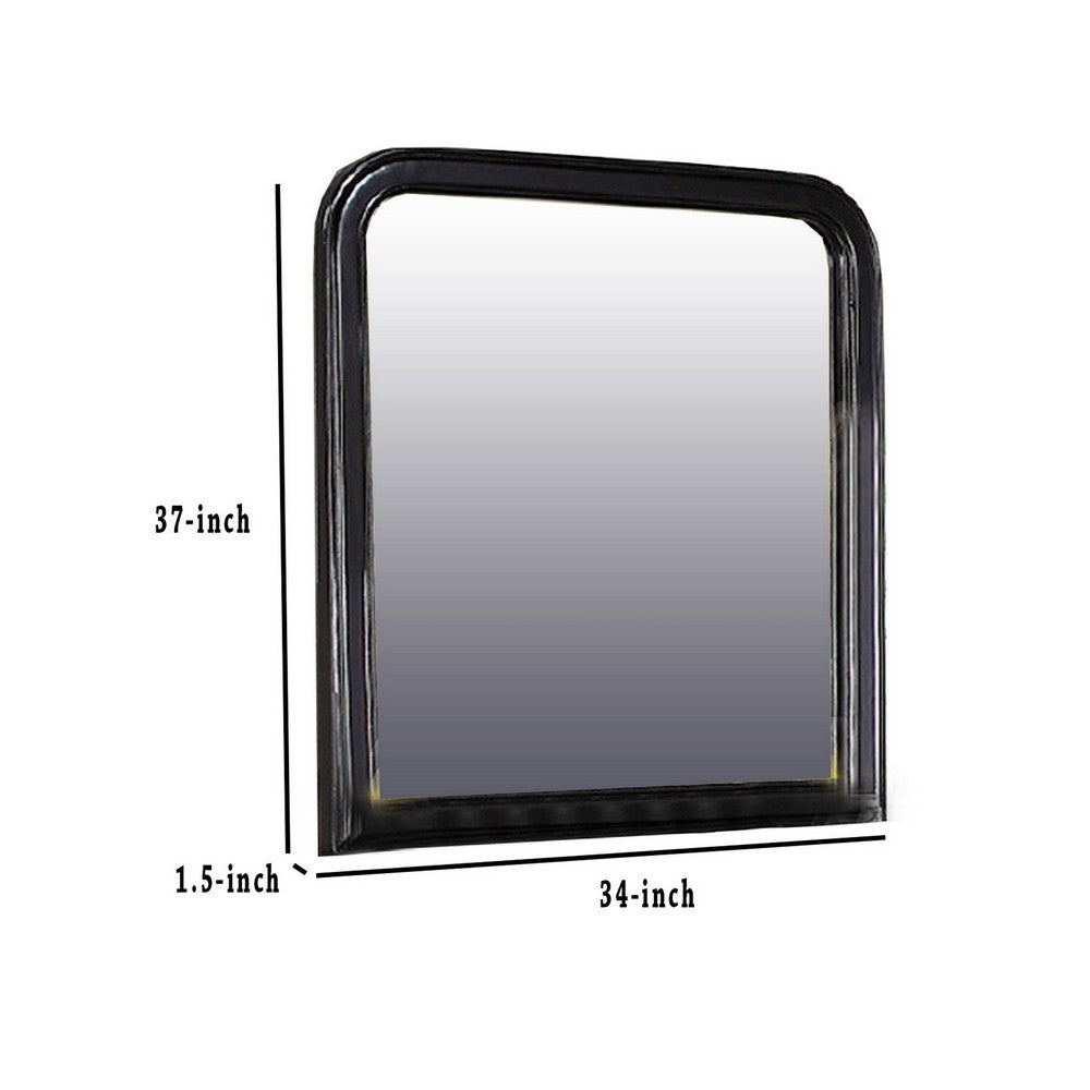 Alluring Polyresin Mirror With Solid Frame, Black - PDX-F4726