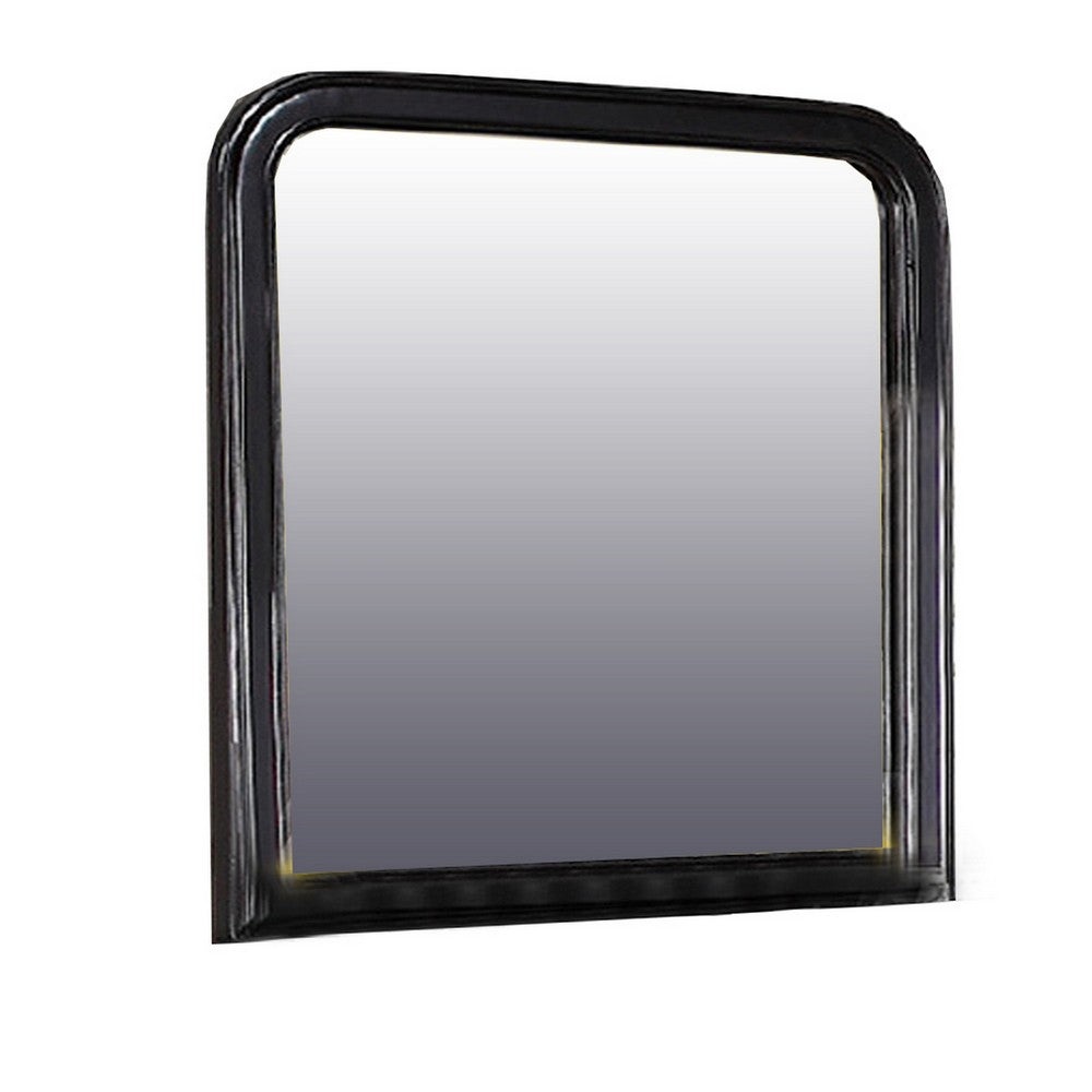 Alluring Polyresin Mirror With Solid Frame, Black - PDX-F4726
