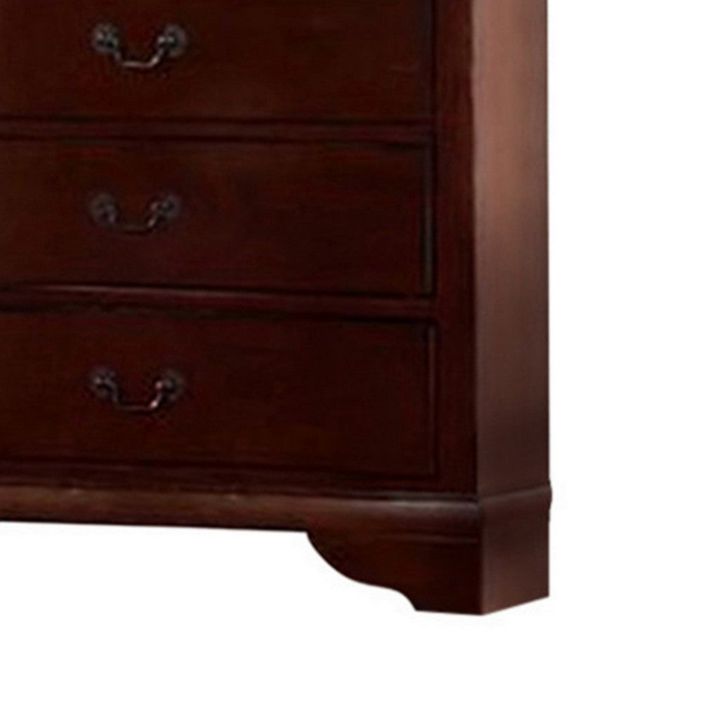 Decorously Functional Pine Wood, Plywood & Birch Veneer Chest, Cherry - PDX-F4738