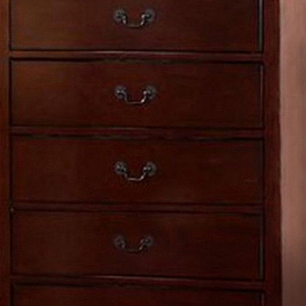 Decorously Functional Pine Wood, Plywood & Birch Veneer Chest, Cherry - PDX-F4738