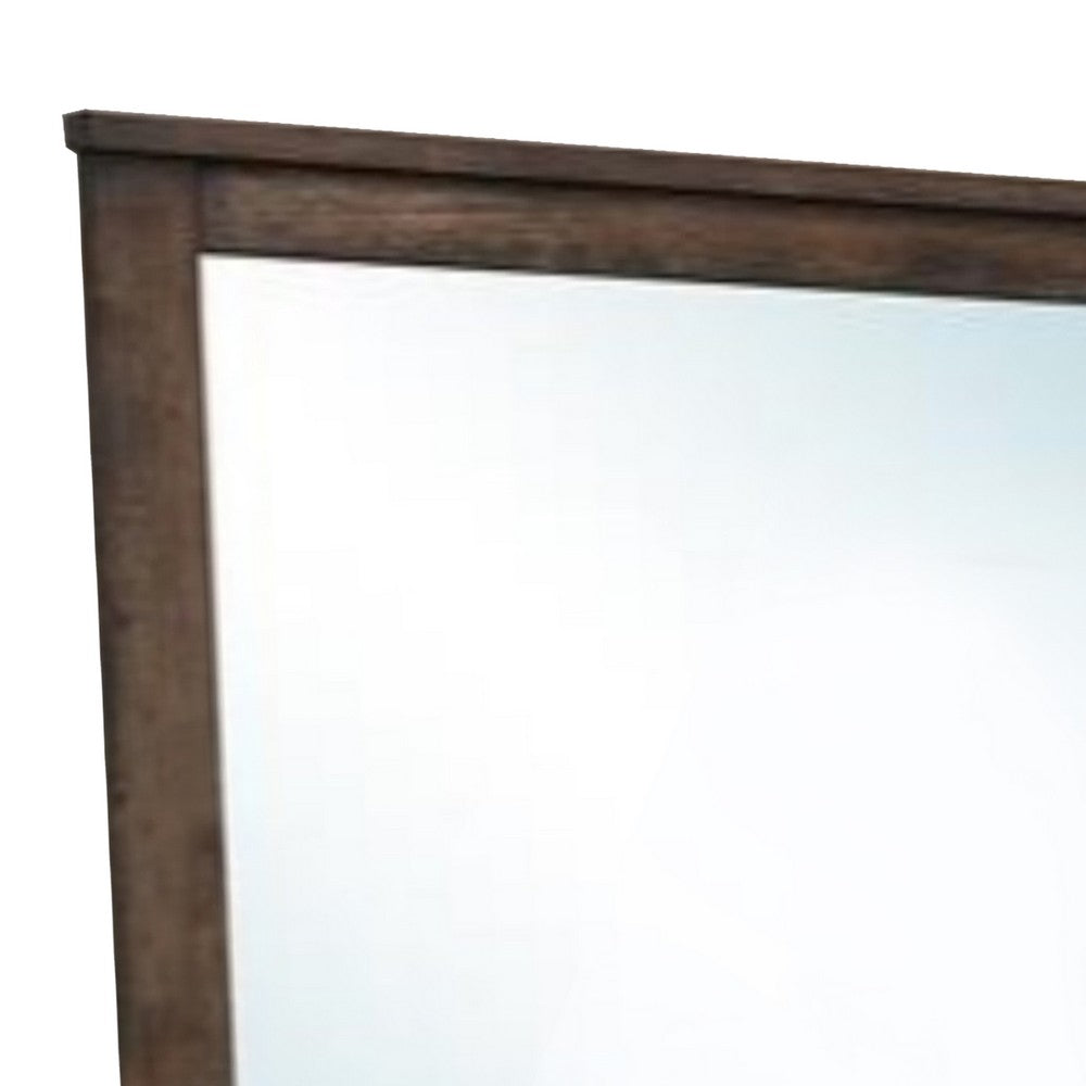 Distressed Solid Wood Mirror Brown - PDX-F4882