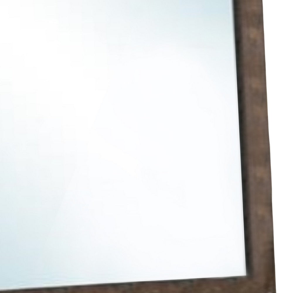 Distressed Solid Wood Mirror Brown - PDX-F4882