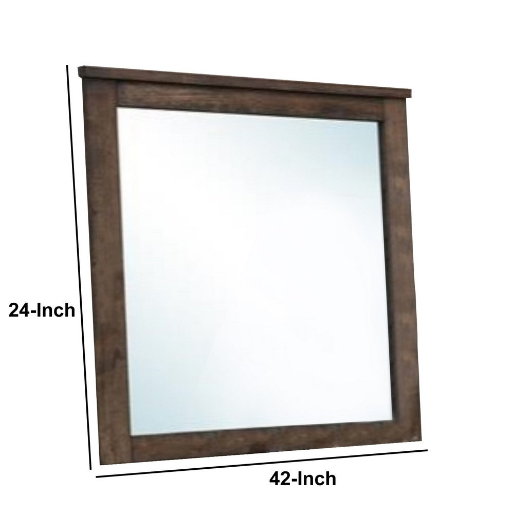 Distressed Solid Wood Mirror Brown - PDX-F4882