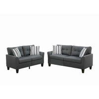 Glossy Polyfiber 2 Piece Sofa Set In Charcoal Gray - PDX-F6533