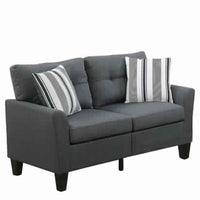 Glossy Polyfiber 2 Piece Sofa Set In Charcoal Gray - PDX-F6533