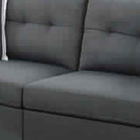 Glossy Polyfiber 2 Piece Sofa Set In Charcoal Gray - PDX-F6533