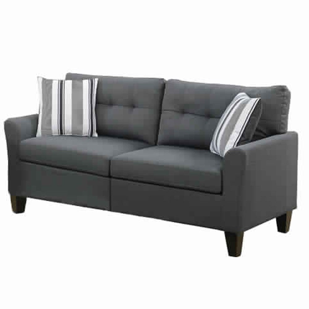Glossy Polyfiber 2 Piece Sofa Set In Charcoal Gray - PDX-F6533