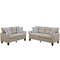 Glossy Polyfiber 2 Piece Sofa Set In Beige - PDX-F6534