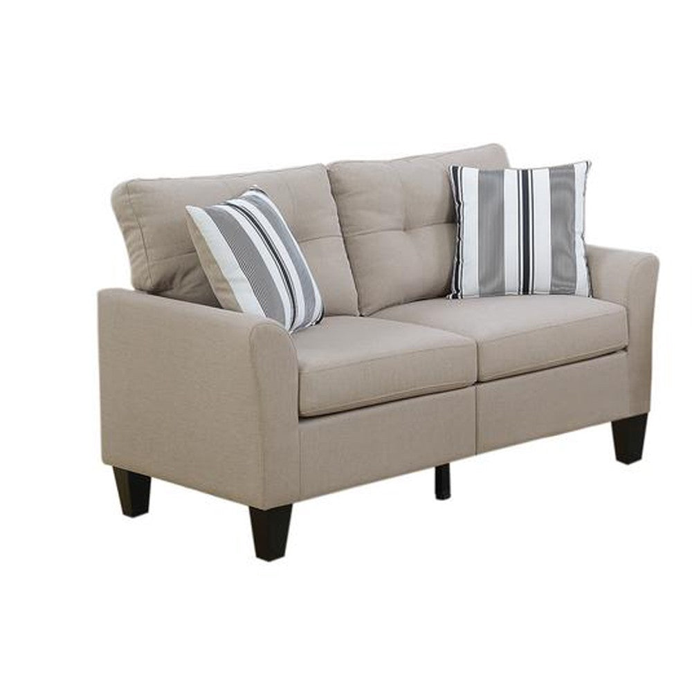 Glossy Polyfiber 2 Piece Sofa Set In Beige - PDX-F6534