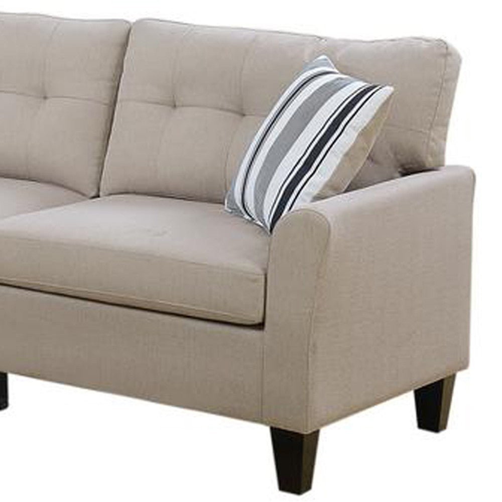 Glossy Polyfiber 2 Piece Sofa Set In Beige - PDX-F6534