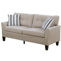 Glossy Polyfiber 2 Piece Sofa Set In Beige - PDX-F6534